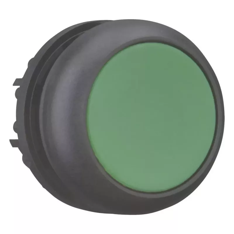 Eaton M22S-D-G mygtuko spaudiklis, plokščias, momentinis, žalias mygtukas, juodas plastikinis apvadas, 22,5 mm, IP66/IP67/IP69 216597