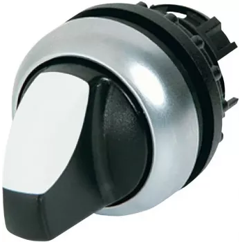 Eaton M22-WLK3-W selektoriaus jungiklio pavara, 3 padėčių, fiksuota, balta rankenėlė, titano apvadas, 22,5 mm 216833