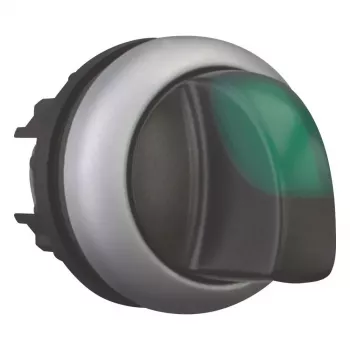 Eaton M22-WLK3-G perjungiklis su pasirinkimo rankenėle, 3 padėčių, fiksuojamasis, žalia svirtis, titano spalvos apvadas, 22,5 mm 216837