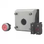 Eaton M22-D-R-X0/KC11/I mygtuko akturatorius su kontaktų bloku, raudonas, titano spalvos, plastikinis, IP66/IP67/IP69 216521