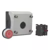 Eaton M22-D-R-X0/KC11/I mygtuko akturatorius su kontaktų bloku, raudonas, titano spalvos, plastikinis, IP66/IP67/IP69 216521