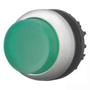 Eaton M22-DLH-G mygtuko pavara, plokščia, momentinė, žalias mygtukas, titano spalvos apvadas, 22,5 mm 216969