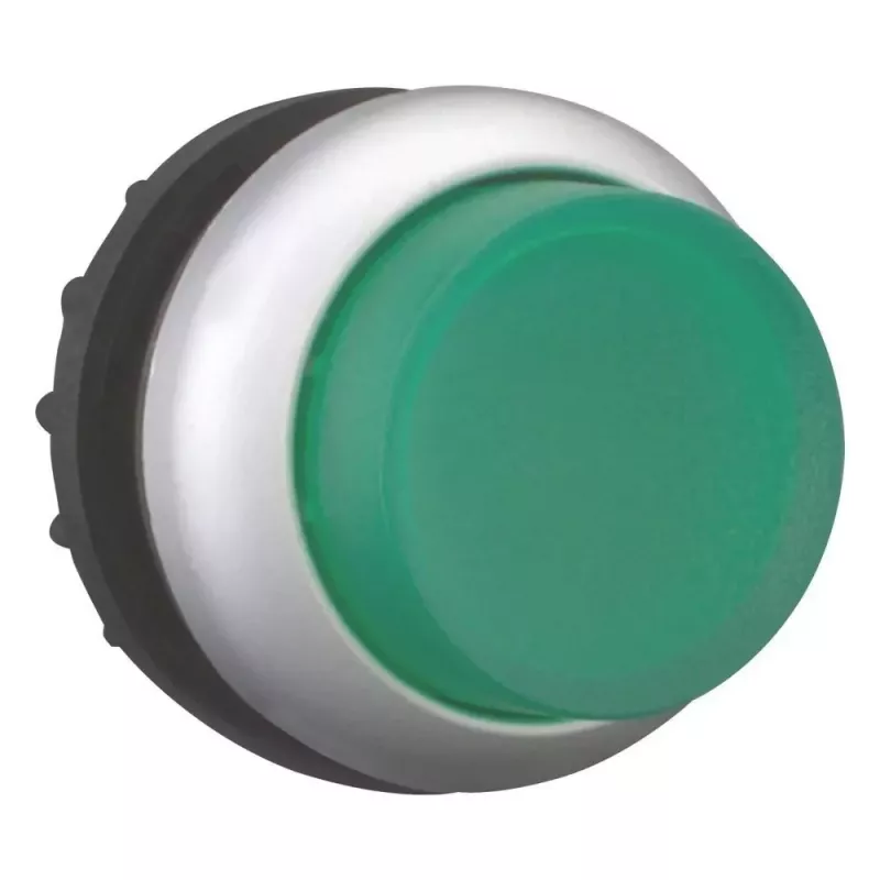 Eaton M22-DLH-G mygtuko pavara, plokščia, momentinė, žalias mygtukas, titano spalvos apvadas, 22,5 mm 216969