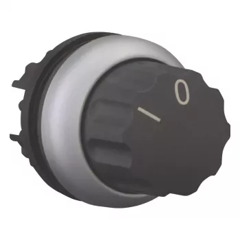 Eaton M22-W selektoriaus jungiklio pavara, 3 padėčių fiksuota, juoda, plastikinis priekinis žiedas, 22,5 mm montavimas