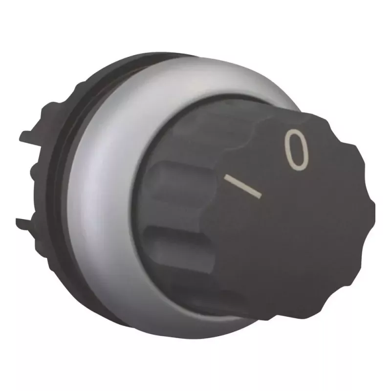 Eaton M22-W selektoriaus jungiklio pavara, 3 padėčių fiksuota, juoda, plastikinis priekinis žiedas, 22,5 mm montavimas