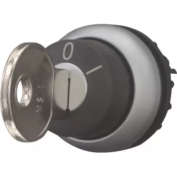 Eaton M22-WRS-A1 raktu valdomas perjungiklis, 2 padėčių, fiksuotas, juodas valdymo elementas, sidabrinis titaninis priekinis žiedas, 22,5 mm montavimas, IP66/IP67/IP69K 229092