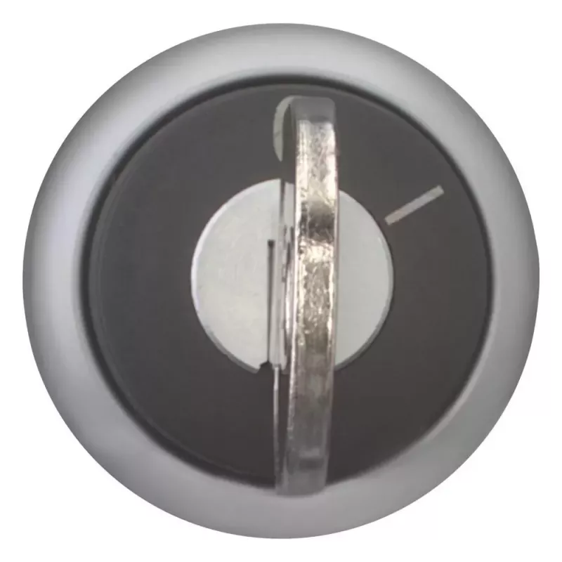 Eaton M22-WRS-A1 raktu valdomas perjungiklis, 2 padėčių, fiksuotas, juodas valdymo elementas, sidabrinis titaninis priekinis žiedas, 22,5 mm montavimas, IP66/IP67/IP69K 229092