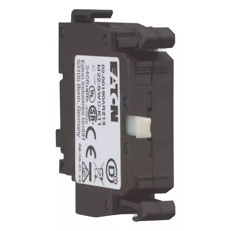 Eaton M22-SWD-K11 2 padėčių fiksuotas selektoriaus jungiklio aktorius, juodas, priekinio montavimo, 22,5 mm 115964