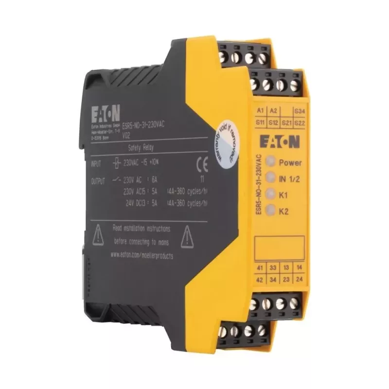 Eaton ESR5-NO-31-230VAC saugos relė, 230V AC, 3 NO saugos kontaktai, 1 NC pagalbinis, DIN bėgelis 119380