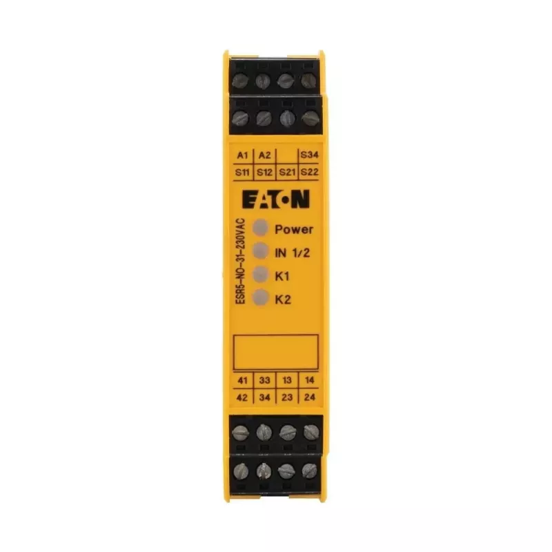 Eaton ESR5-NO-31-230VAC saugos relė, 230V AC, 3 NO saugos kontaktai, 1 NC pagalbinis, DIN bėgelis 119380