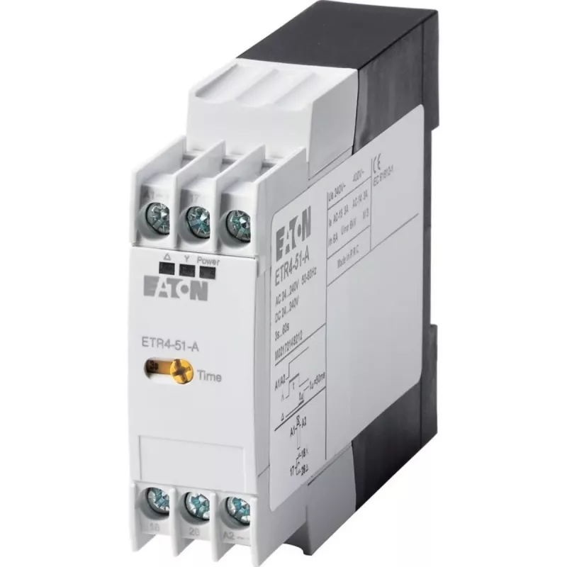 Eaton ETR4-51-A Žvaigždė-tri kampo laiko relė, 24-240V AC/DC, 3-60s, 2 CO, DIN bėgelis 031884