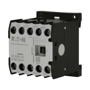 Eaton DILEM12-10 mini kontaktorius, 3 polių, 12 A, 230 V 50 Hz / 240 V 60 Hz ritė, 1 NO pagalbinis kontaktas, IP20, juodas/baltas 127075