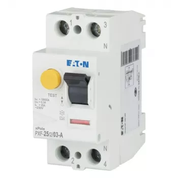 Eaton PXF-25/2/03-A liekamosios srovės automatinis jungiklis (RCCB) 25 A, 2 polių, 30 mA, A tipo, 236746