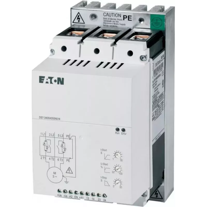 Eaton DS7-340SX041N0-N DS7 švelnaus paleidimo įtaisas, 41 A, 22 kW esant 400 V, 200–480 V AC, 24 V DC valdymo įtampa, integruotas apėjimas (134916)