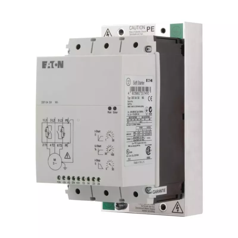 Eaton DS7-340SX041N0-N DS7 švelnaus paleidimo įtaisas, 41 A, 22 kW esant 400 V, 200–480 V AC, 24 V DC valdymo įtampa, integruotas apėjimas (134916)