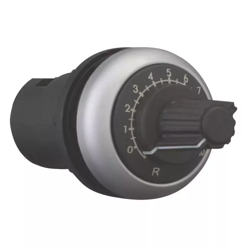 Eaton M22-R470K sukamasis potenciometras, 470 kΩ, 0,5 W, vieno apsisukimo, linijinis, montuojamas į skydą