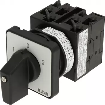 Eaton T0-3-8401/E 3 polių ON-OFF sukamasis jungiklis, 20 A, 690 V AC, juoda rankena, montuojamas priekiniame skydelyje 091047