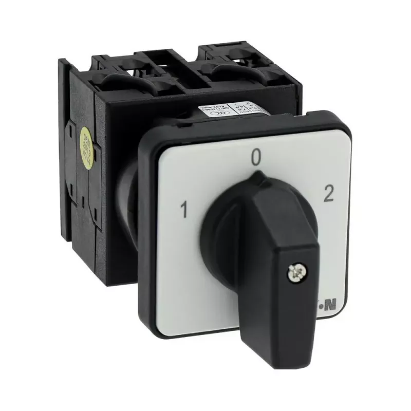 Eaton T0-3-8401/E 3 polių ON-OFF sukamasis jungiklis, 20 A, 690 V AC, juoda rankena, montuojamas priekiniame skydelyje 091047