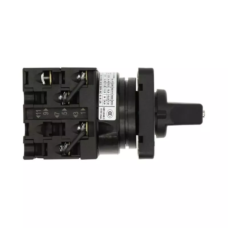 Eaton T0-3-8401/E 3 polių ON-OFF sukamasis jungiklis, 20 A, 690 V AC, juoda rankena, montuojamas priekiniame skydelyje 091047