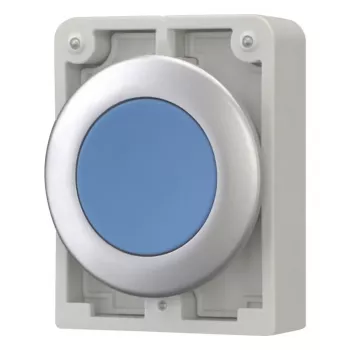 Eaton M30C-FDR-B RMQ-Titan plokščias apvalus chromuotas mėlynas mygtuko aktuatorius, 30,5 mm, momentinis 182947