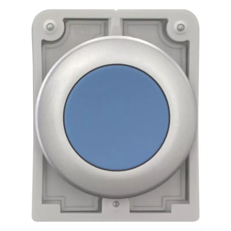 Eaton M30C-FDR-B RMQ-Titan plokščias apvalus chromuotas mėlynas mygtuko aktuatorius, 30,5 mm, momentinis 182947