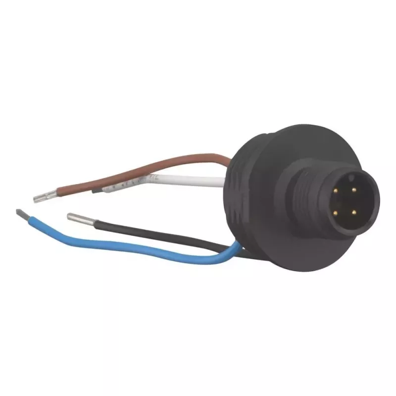 EATON M12 A-Coded 4-Pole Male Straight Connector, Screw Termination, IP65/IP67, 230V/4A, PBT Housing, Gold Contacts, Cable 4-6mm 266135