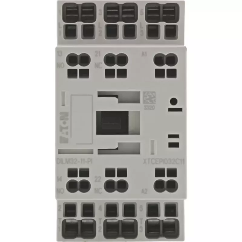 Eaton DILM32-11 galios kontaktorius, 3 polių, 32 A, 230/240 V AC ritė, 1NO+1NC pagalbiniai kontaktai 199289
