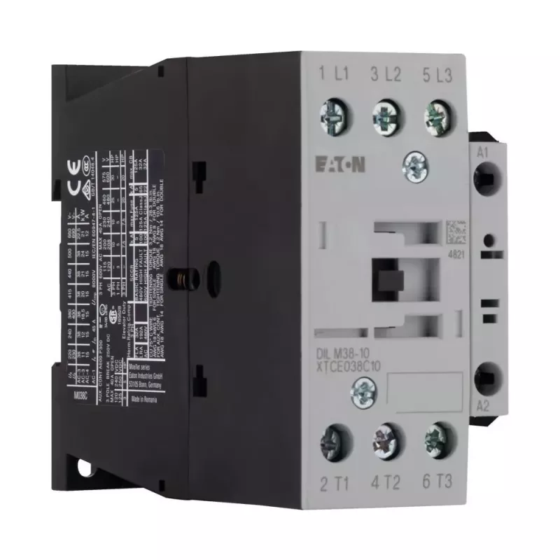 Eaton DILM38-10 galios kontaktorius, 230 V AC 50 Hz / 240 V AC 60 Hz ritė, 3 polių, 38 A, 1 NO pagalbinis kontaktas 112428