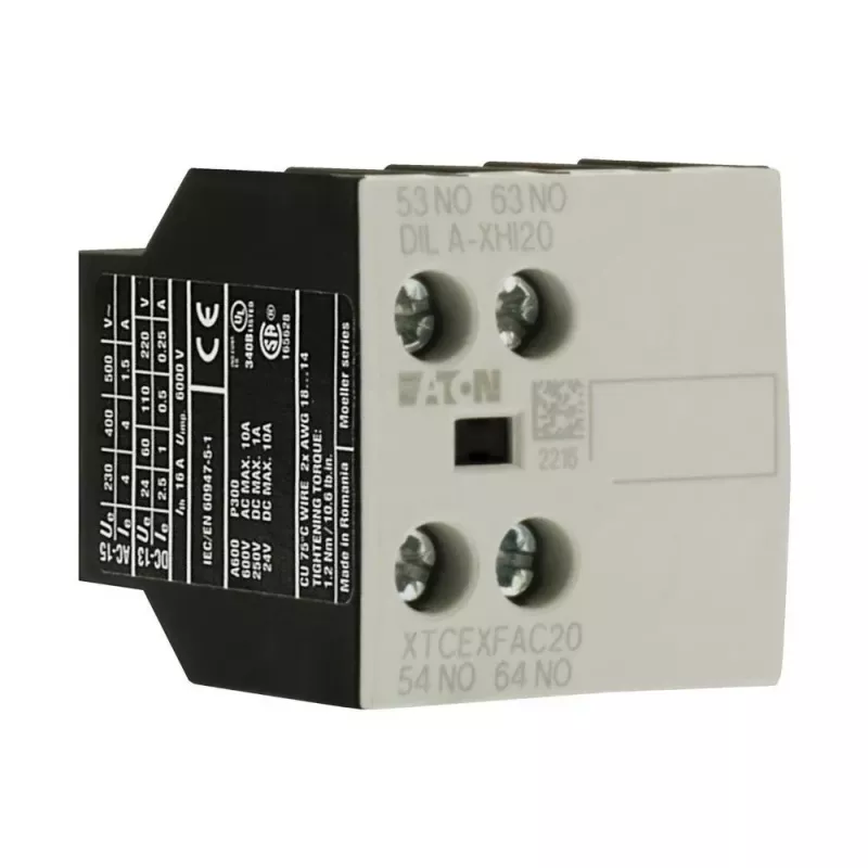 Eaton DILA-XHI20 pagalbinis kontaktų blokas, 45 mm plotis, juodas/baltas, -25 iki 60 °C, 276422