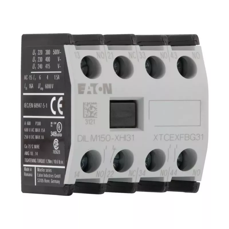 Eaton DILM150-XHI31 pagalbinis kontaktų blokas, 3NO+1NC, priekinio montavimo, varžtiniai gnybtai 277949