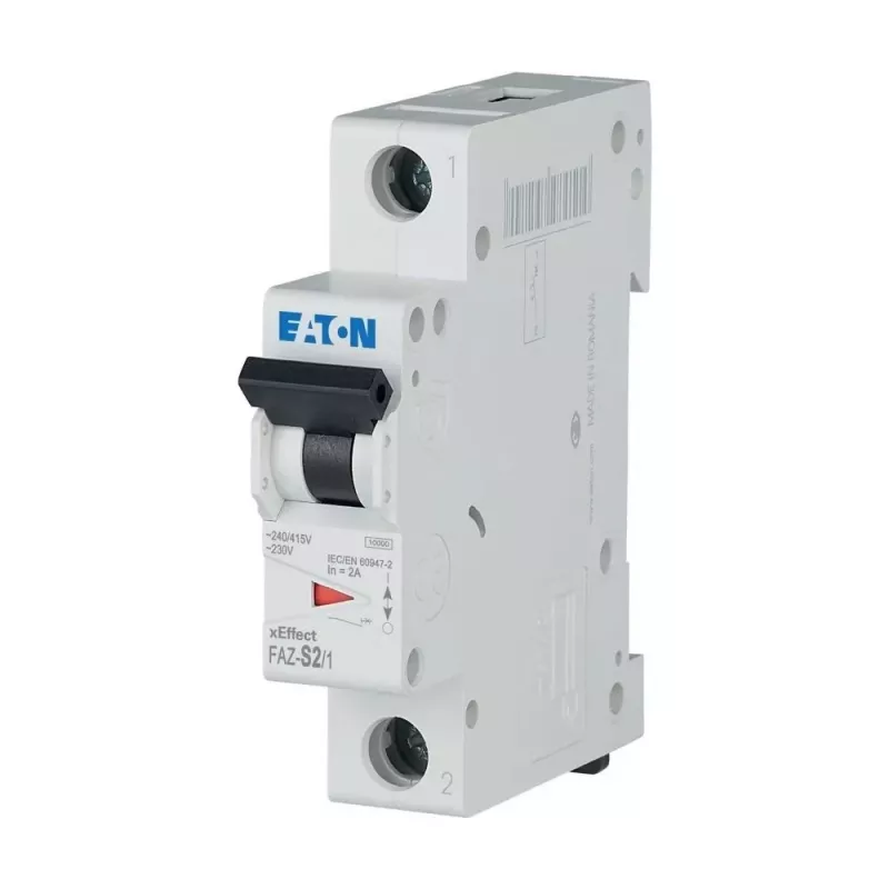 Eaton FAZ-S2/1 miniatiūrinis automatinis jungiklis, 2 polių, 1 A, S tipo, 10 kA, 278607
