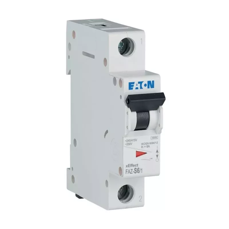Eaton FAZ-S6/1 modulinis automatinis jungiklis (MCB), 1 polius, 6 A, C charakteristika, 6 kA, 230/400 V AC 278610