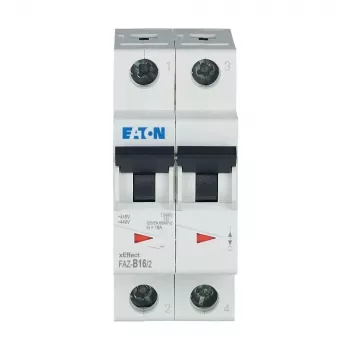 Eaton FAZ-B16/2 automatinis grandinės pertraukiklis (MCB), 2 polių, 16 A, B tipo, 230/400 V AC, 10 kA, DIN bėgiui 278734