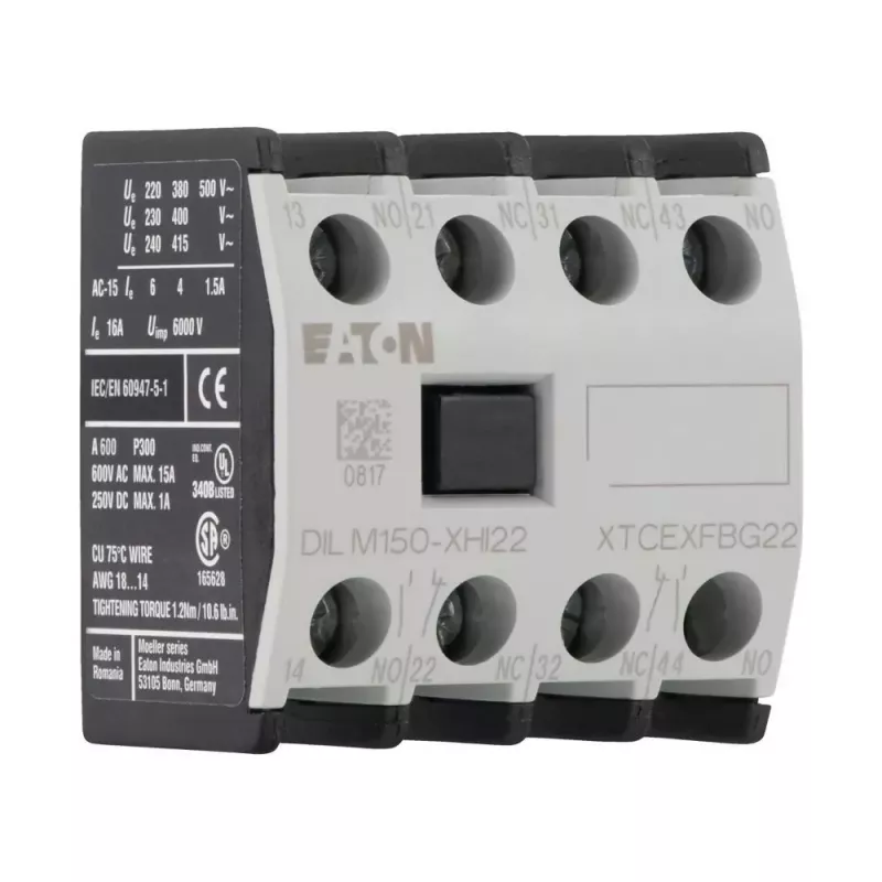 Eaton DILM150-XHI22 pagalbinis kontaktų blokas, 2NO+2NC, priekinis montavimas, varžtiniai gnybtai 277950