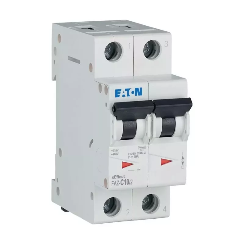 Eaton FAZ-C10/2 modulinis automatinis jungiklis (MCB), 10 A, 2 polių, C tipo, 400 V AC, 10 kA 278756