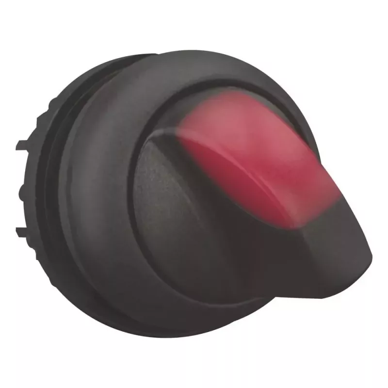 Eaton M22S-WLKV-R selektoriaus jungiklio pavara, 2 padėčių fiksavimo, juoda rankenėlė, plastikinis priekinis žiedas 284399