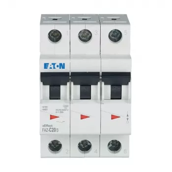 Eaton FAZ-C20/3 automatinis grandinės pertraukiklis, 3 polių, 20 A, C tipo, 10 kA 278874