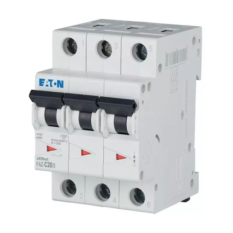Eaton FAZ-C20/3 automatinis grandinės pertraukiklis, 3 polių, 20 A, C tipo, 10 kA 278874