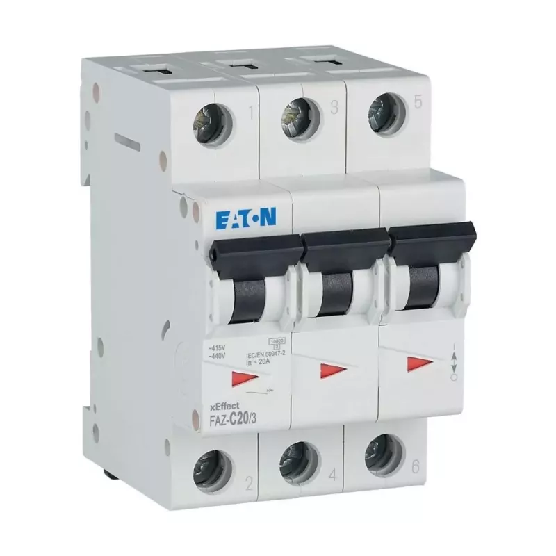 Eaton FAZ-C20/3 automatinis grandinės pertraukiklis, 3 polių, 20 A, C tipo, 10 kA 278874