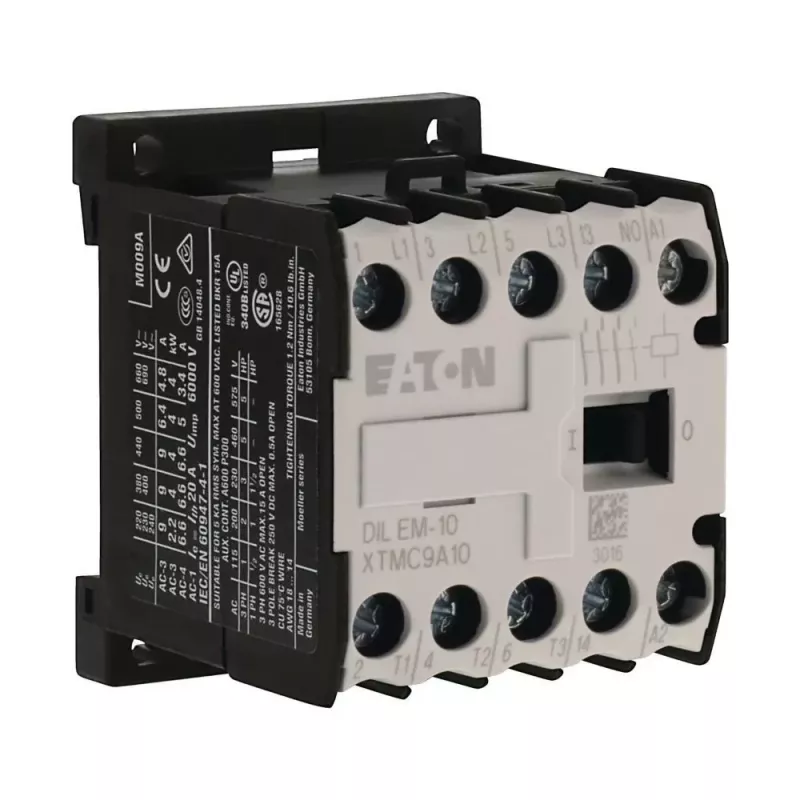 EATON DILEM-10 mini kontaktoriuss, 3 polių, 24 V AC 50 Hz ritė, 9 A AC-3, 1 NO pagalbinis kontaktas 010005