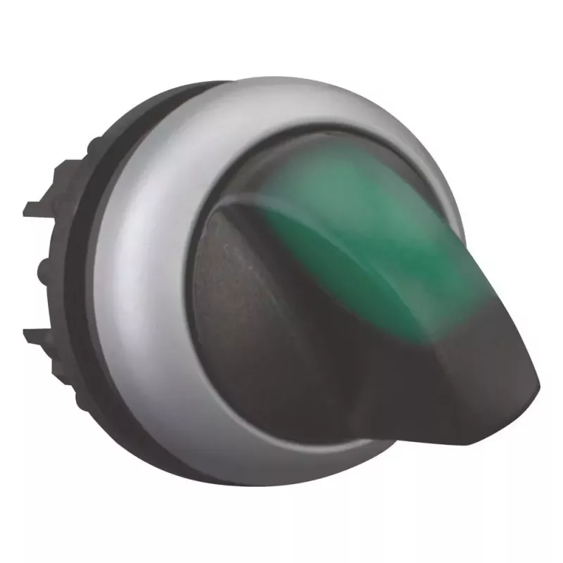 Eaton M22 sukamasis jungiklis, 3 padėčių, fiksuojamas, juoda rankenėlė su sidabriniu apvadu 284395