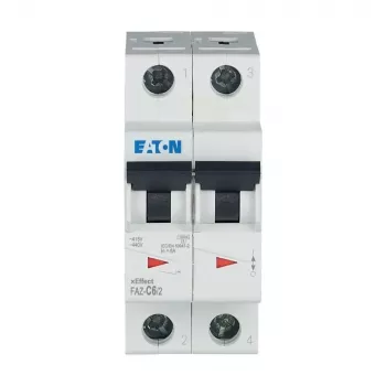 Eaton FAZ-C6/2 modulinis automatinis jungiklis (MCB), 6 A, 2 polių, C tipo, 10 kA, 230/400 V AC 278754