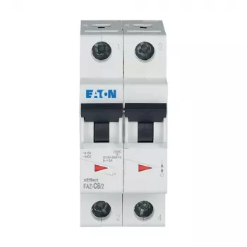 Eaton FAZ-C6/2 modulinis automatinis jungiklis (MCB), 6 A, 2 polių, C tipo, 10 kA, 230/400 V AC 278754