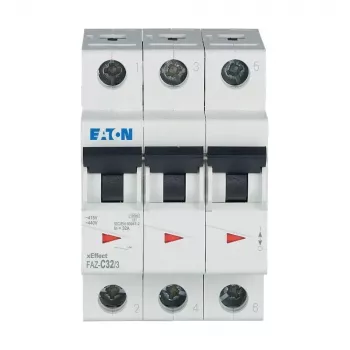 Eaton FAZ-C32/3 automatinis grandinės pertraukiklis C tipo, 32 A, 3 polių, 10 kA, DIN bėgiui 278876