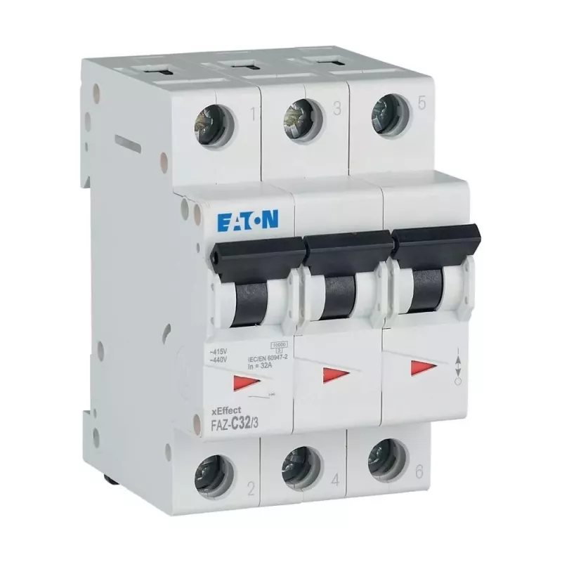 Eaton FAZ-C32/3 automatinis grandinės pertraukiklis C tipo, 32 A, 3 polių, 10 kA, DIN bėgiui 278876