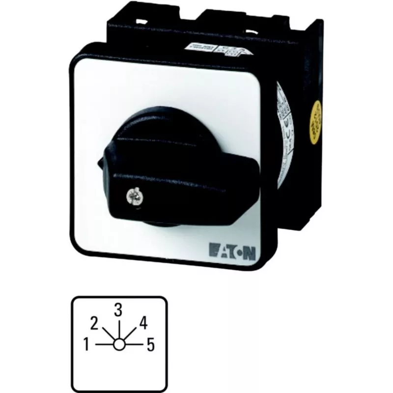 Eaton T0-5-15139/E 2 polių kumštelinis jungiklis, ON-OFF, 20A, 690V AC, priekinio skydo montavimas, juodas/baltas 014135