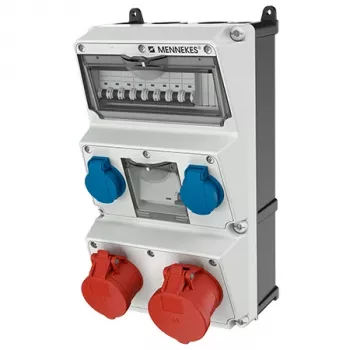 MENNEKES AMAXX lizdų kombinacija, IP44, 32 A, 400 V, 2x CEE + 2x Schuko, RCD 930080