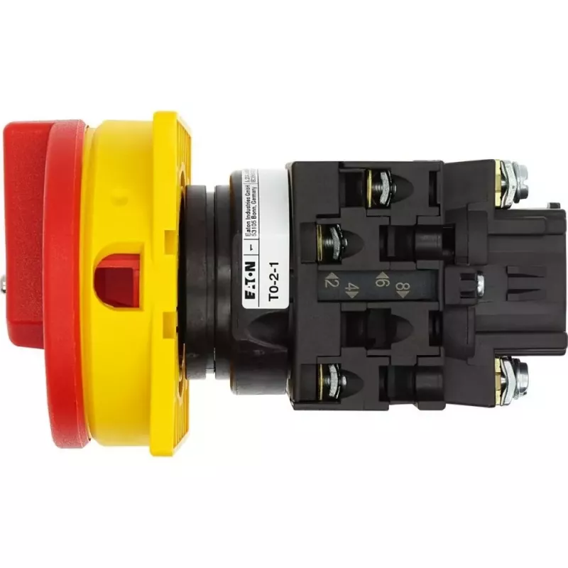 Eaton T0-2-1/EA/SVB blokuojamas kumštelinis jungiklis 20 A 690 V 1 x 90° geltonas/raudonas 038873