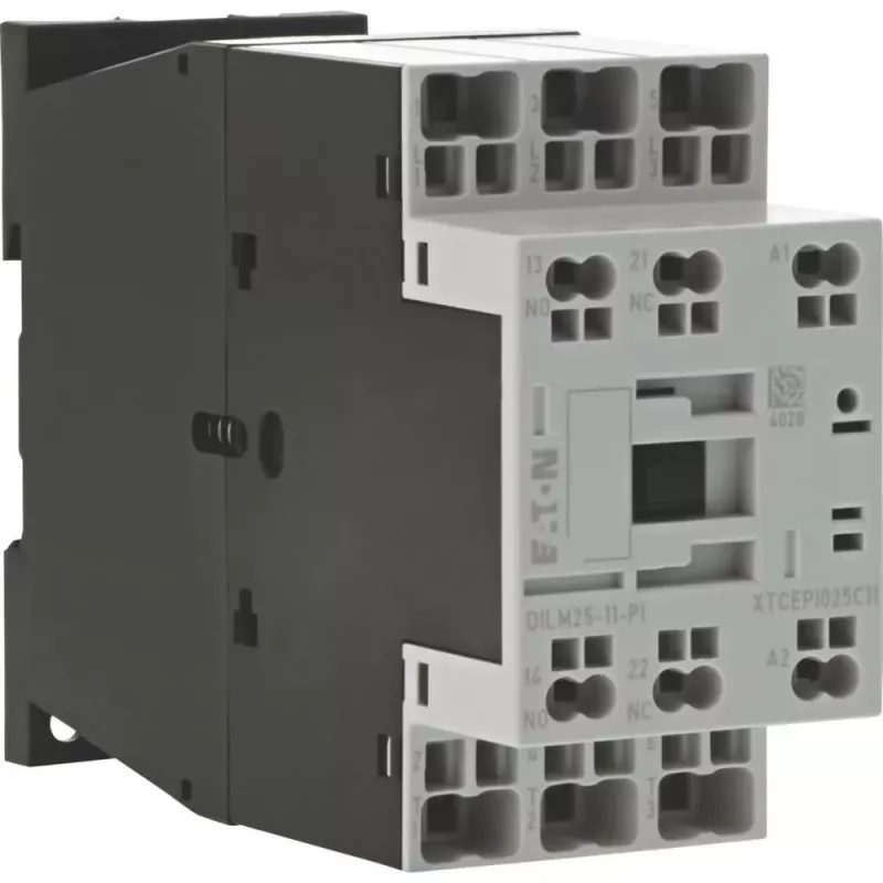 Eaton DILM25-11(RDC24)-PI kontaktoriussu 3 N/O pagrindiniais kontaktais, 24 V DC rite, 25 A, 11 kW 199288