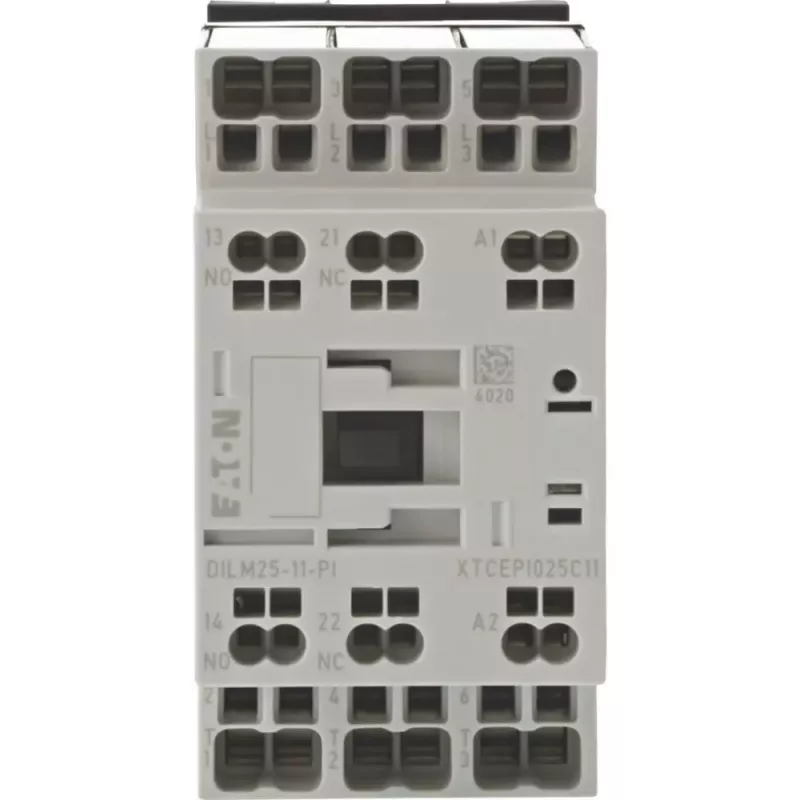 Eaton DILM25-11(RDC24)-PI kontaktoriussu 3 N/O pagrindiniais kontaktais, 24 V DC rite, 25 A, 11 kW 199288